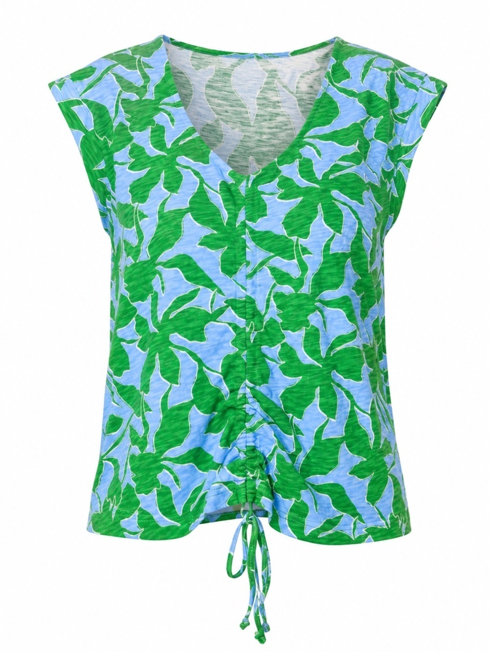 Tribal Floral V-Neck Sleeveless Top XS NWT Green Blue Extra Small